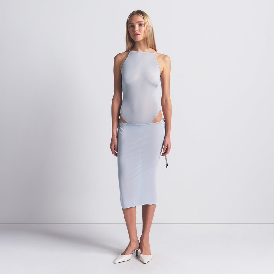 RHINESTONE KNIT OPEN BACK BODYSUIT | ZEN BLUE