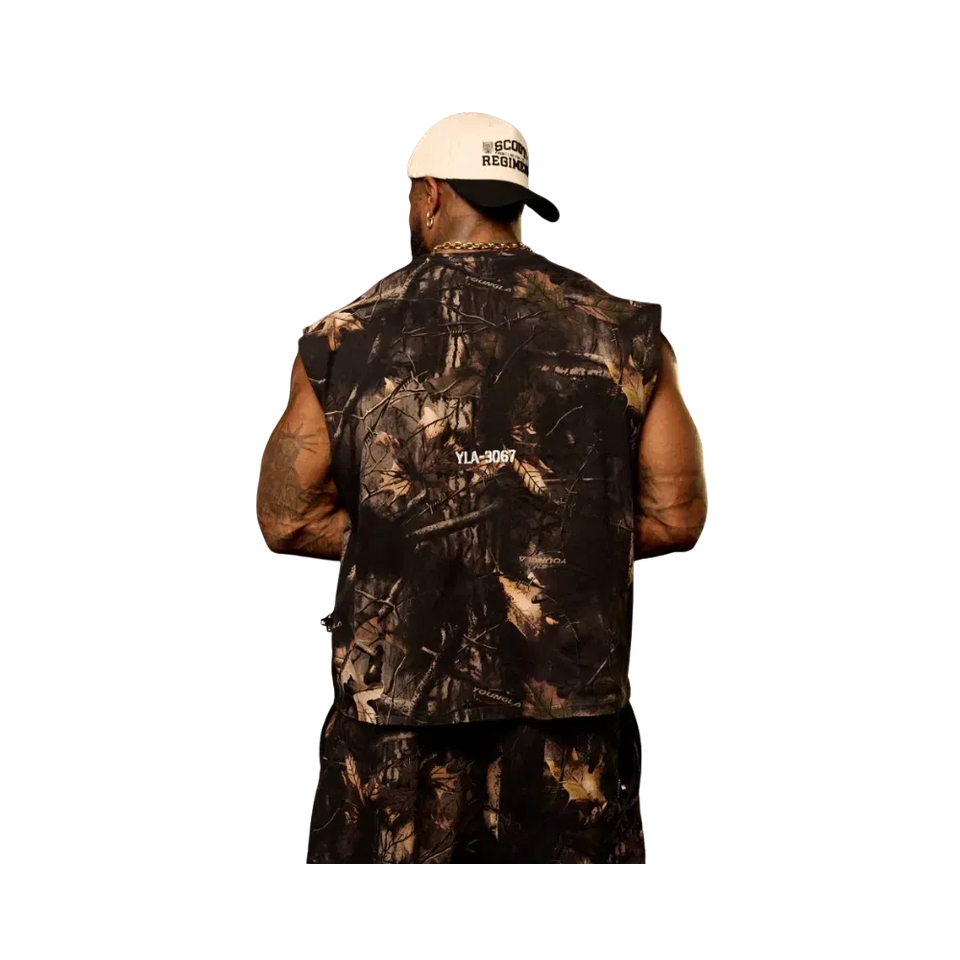 YoungLA Tree Camo Collection Cut Offs Black Tree Camo