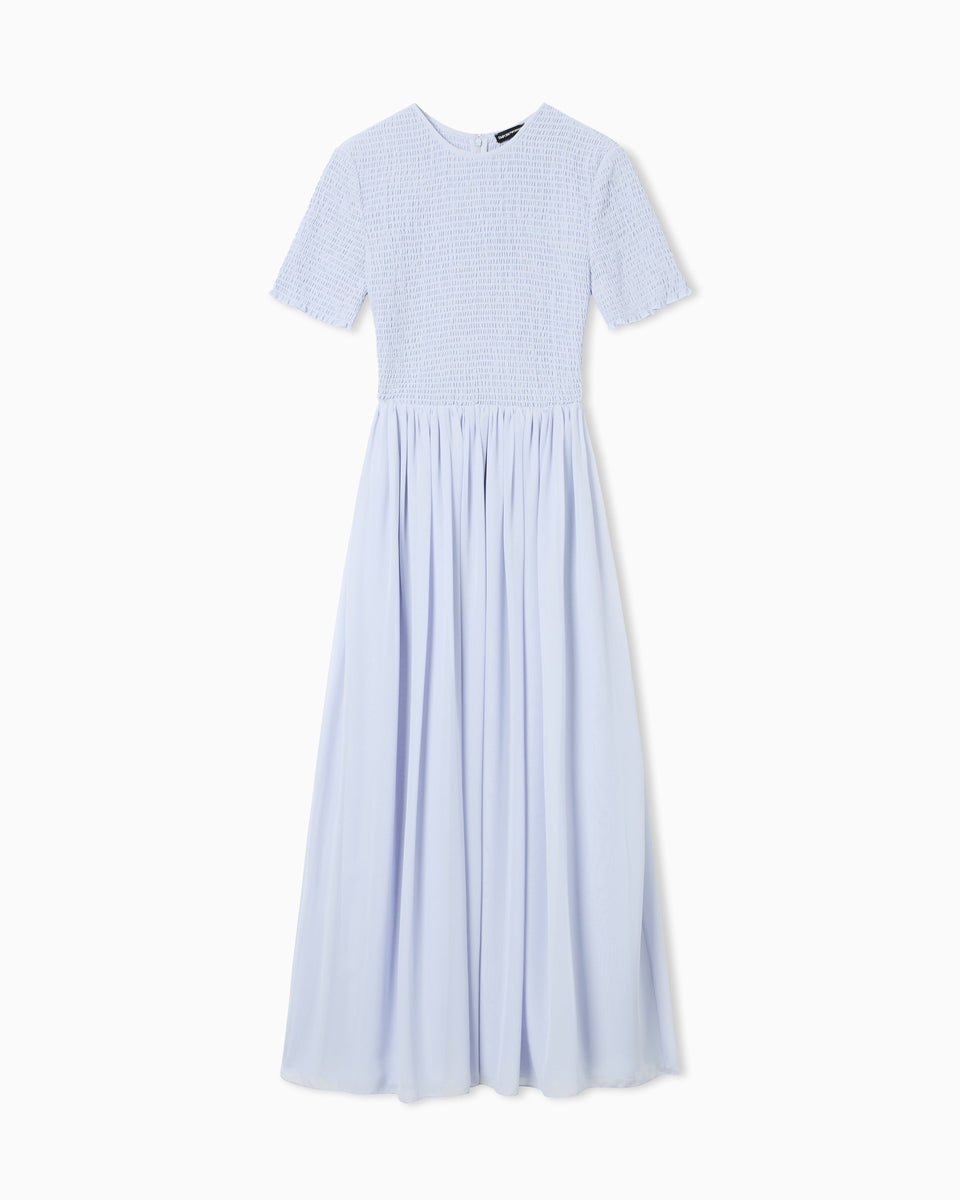 Emporio Armani Short-sleeved long dress in technical georgette