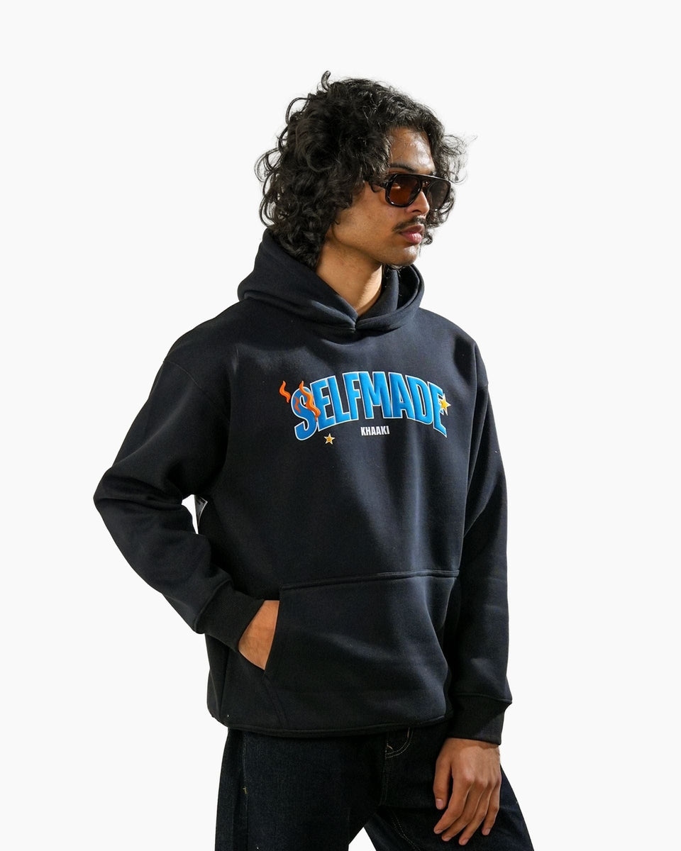 Selfmade - Black Oversized Printed Hoodie