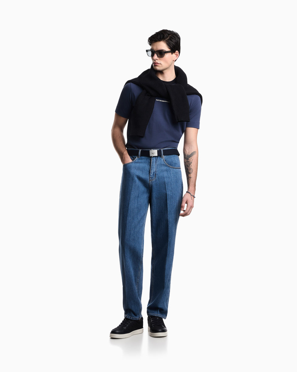 Emporio Armani Heavy jersey T-shirt with EA Generation embroidery