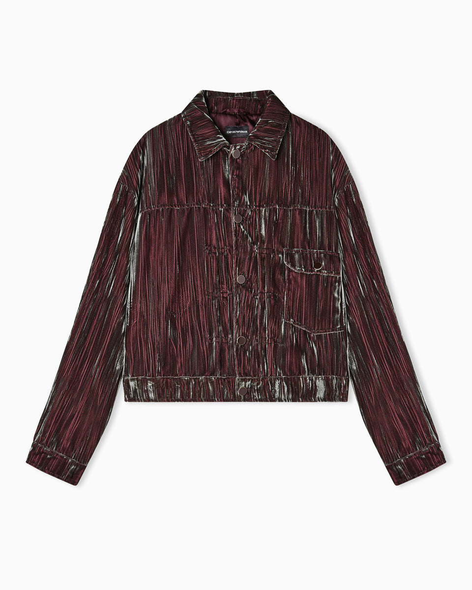 Emporio Armani Blouson in iridescent froissé velvet