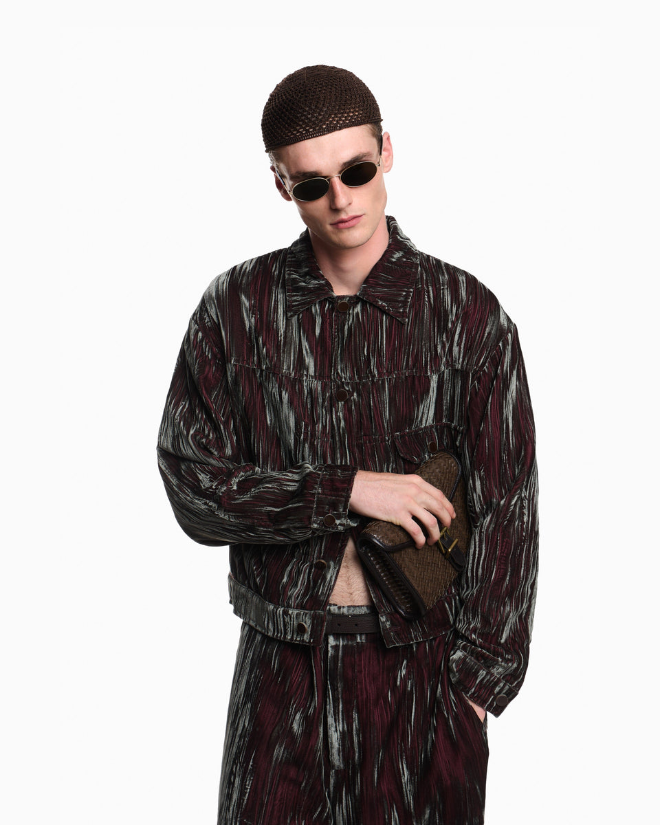 Emporio Armani Blouson in iridescent froissé velvet