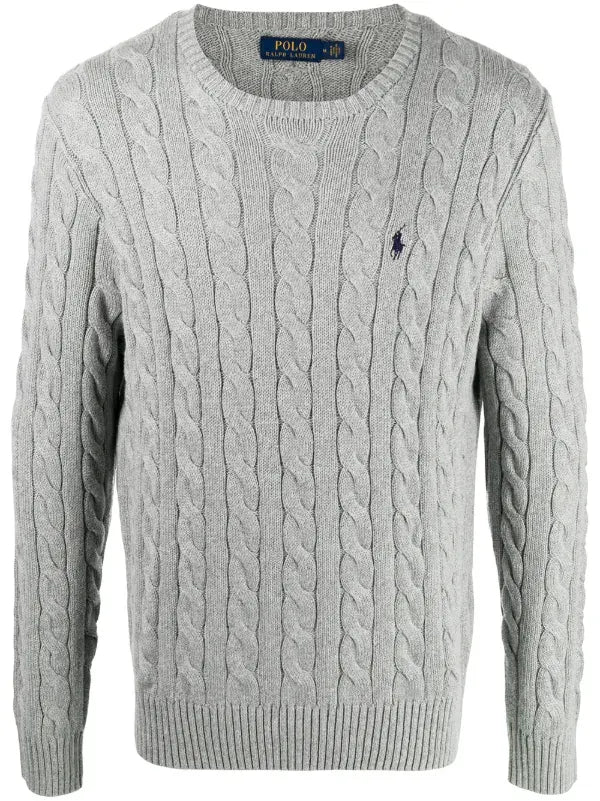 Polo Ralph Lauren cable knit knitted sweatshirt Grey