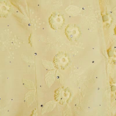 Yellow 3D Floral Embellished Blouse