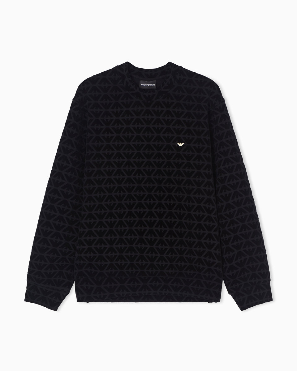 Emporio Armani Lunar New Year double-jersey sweatshirt with all-over flocked eagles