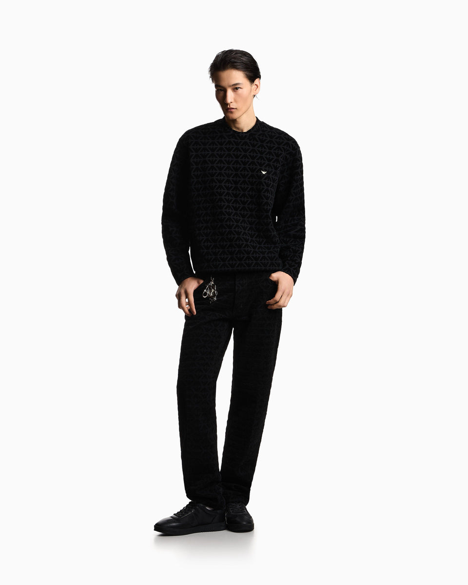 Emporio Armani Lunar New Year double-jersey sweatshirt with all-over flocked eagles