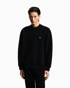 Emporio Armani Lunar New Year double-jersey sweatshirt with all-over flocked eagles