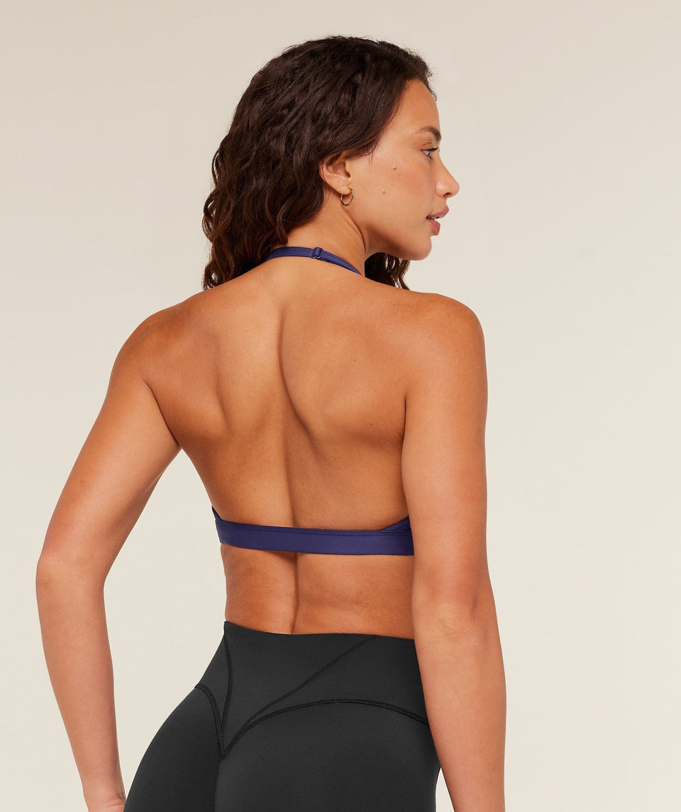 Women's Gymshark Minimal Halterneck Sports Bra Indigo Purple