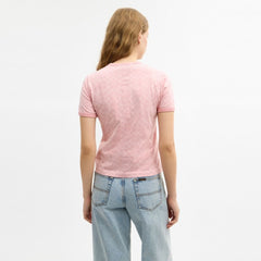 Coach Signature Ringer T-Shirt In Organic Cotton Pink Signature