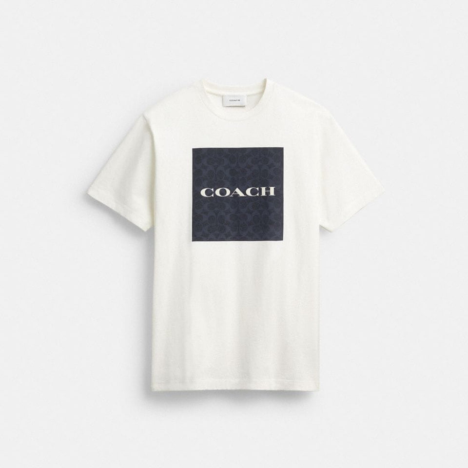 Coach Signature T-Shirt In Organic Cotton Navy