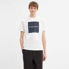 Coach Signature T-Shirt In Organic Cotton Navy