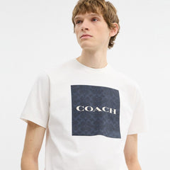 Coach Signature T-Shirt In Organic Cotton Navy