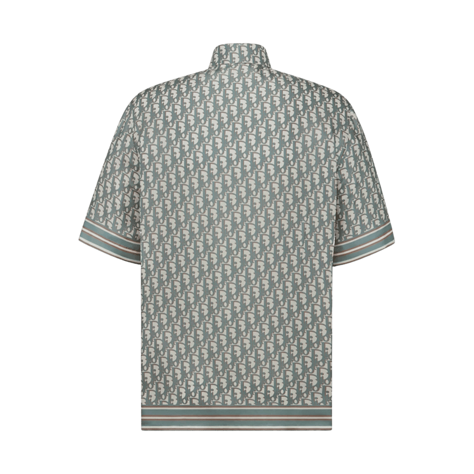 Dior Organic Silk Twill Oblique Short Sleeve Shirt Beige