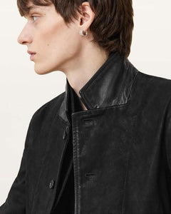 AllSaints Survey Double Layered Waxed Suede Blazer Black