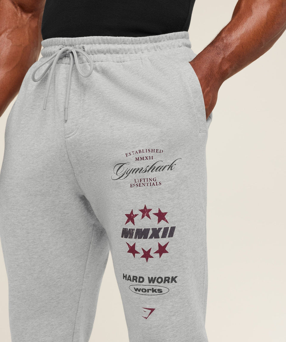 Gymshark Global Lifting Graphic Pant - Light Grey Core Marl