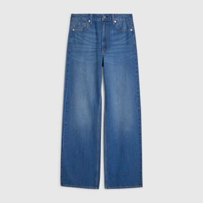 Blue High Waisted Relaxed Straight Leg Jeans