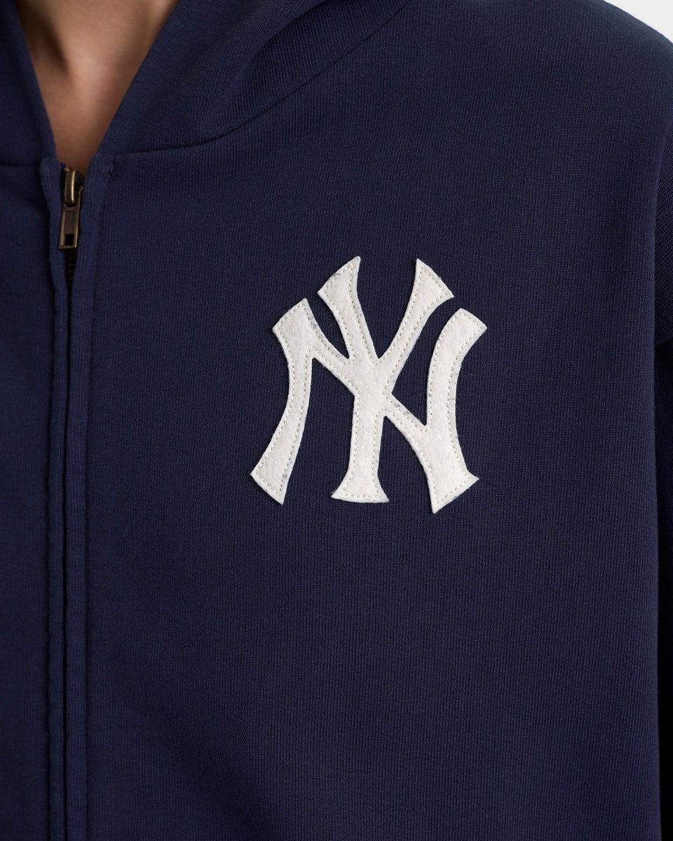Heritage Yankees Serif Zip Hoodie - Navy/White