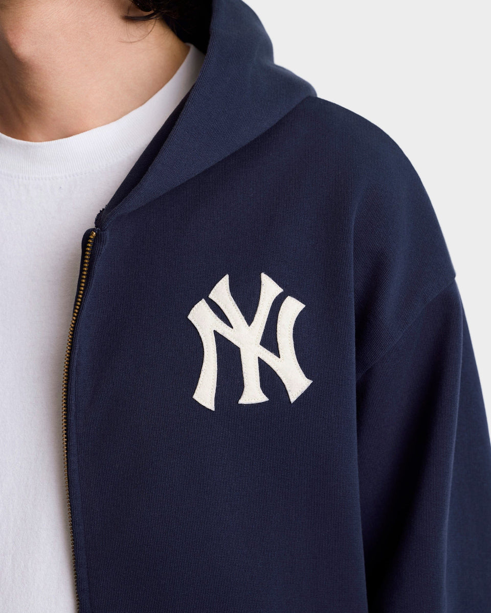 Heritage Yankees Serif Zip Hoodie - Navy/White
