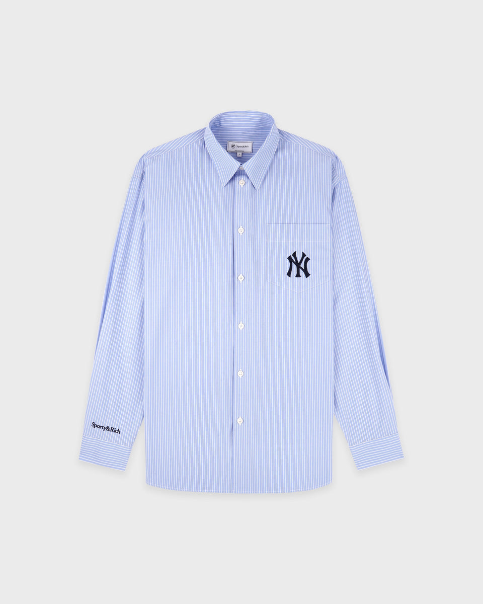 Heritage Yankees Serif Oversized Shirt - Blue Stripe/Navy