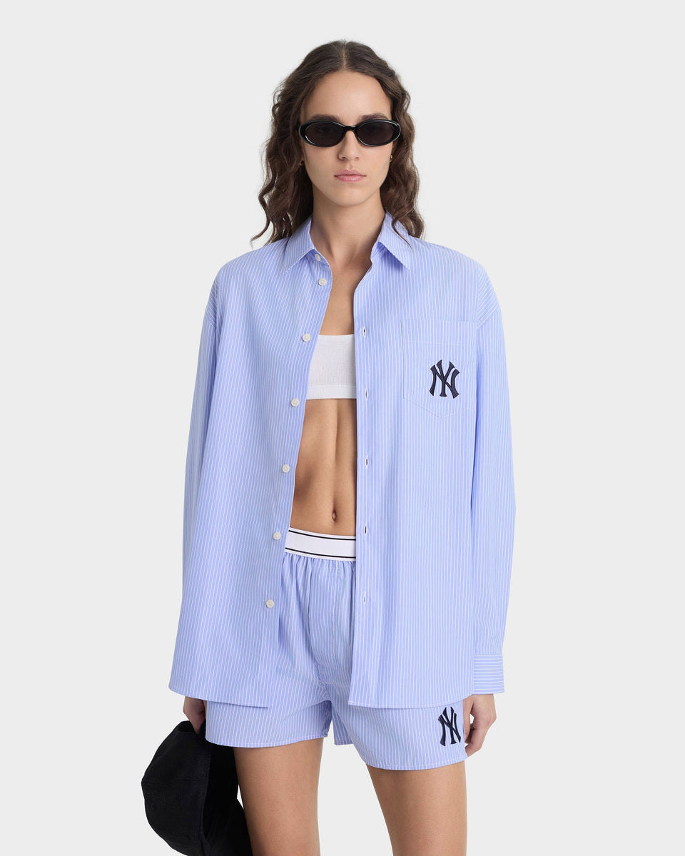 Heritage Yankees Serif Oversized Shirt - Blue Stripe/Navy