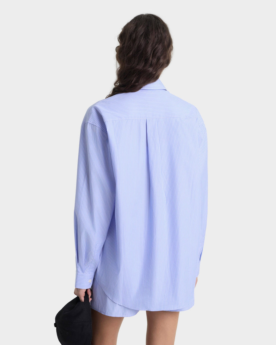 Heritage Yankees Serif Oversized Shirt - Blue Stripe/Navy