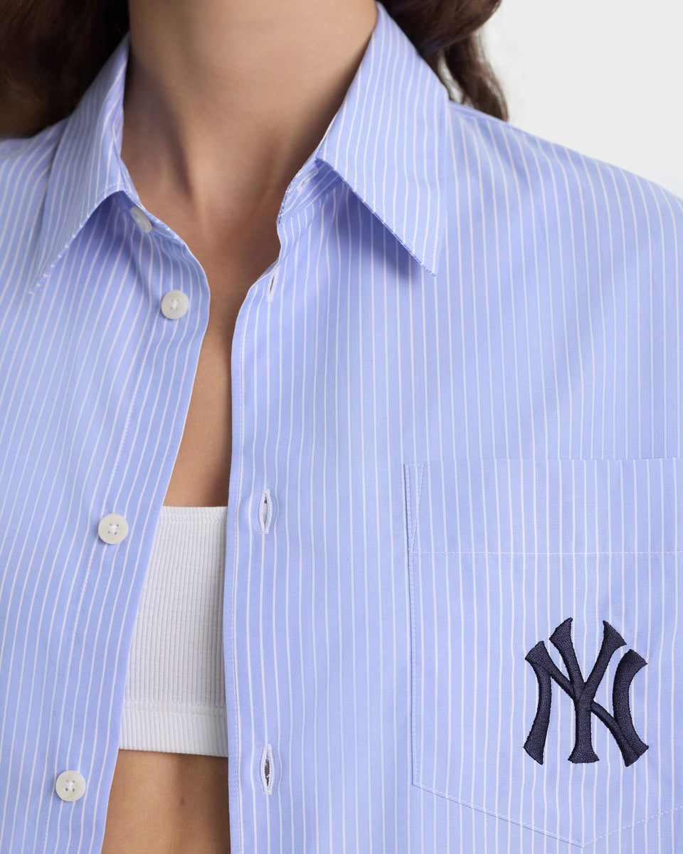 Heritage Yankees Serif Oversized Shirt - Blue Stripe/Navy