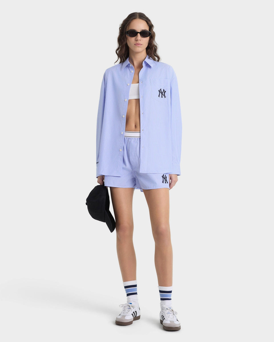 Heritage Yankees Serif Oversized Shirt - Blue Stripe/Navy