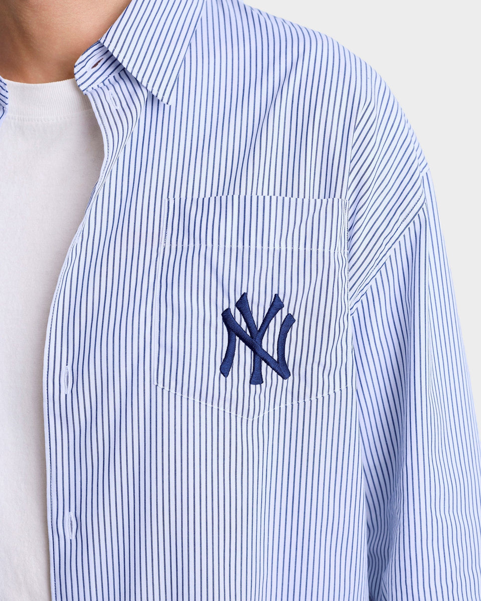 Heritage Yankees Serif Oversized Shirt - Blue Stripe/Navy