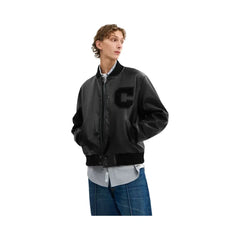 Coach Leather Varsity Jacket Black Black