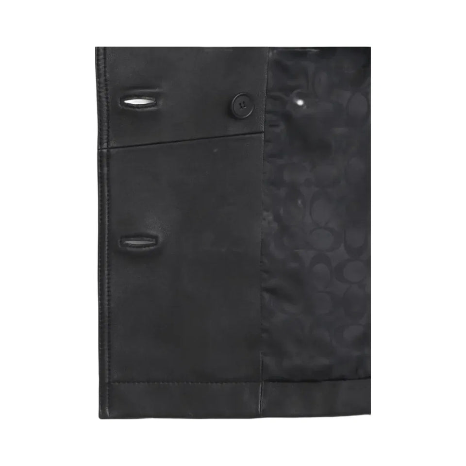 Coach Mini Leather Trench Coat Black
