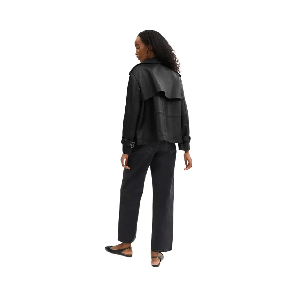Coach Mini Leather Trench Coat Black
