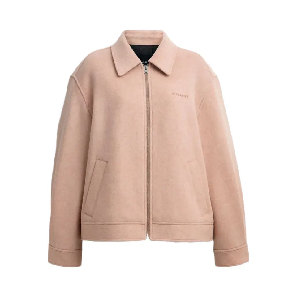 Coach Zip Front Wool Jacket Blush