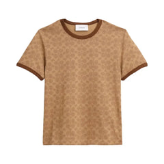Coach Signature Ringer T-Shirt Tan Signature