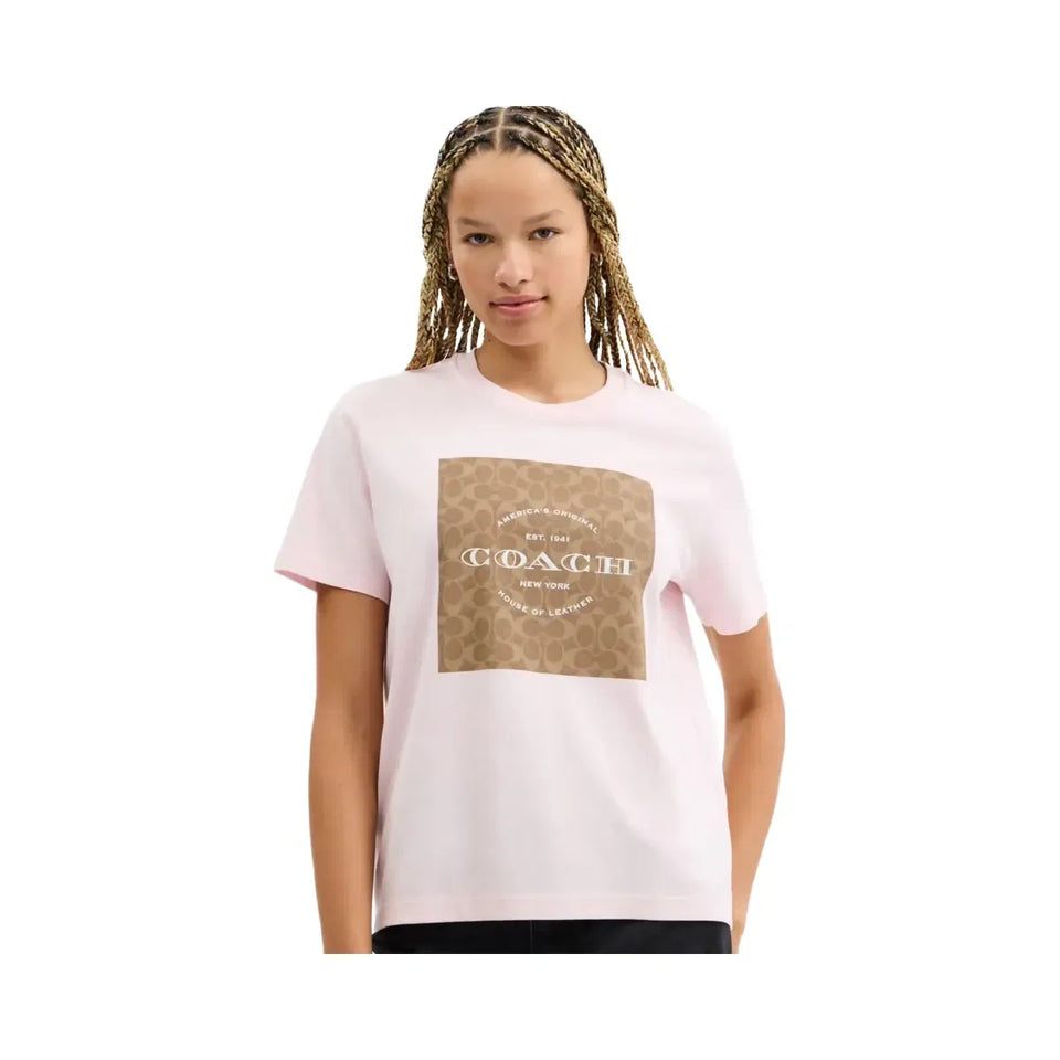 Coach Signature Square T-Shirt Light Pink