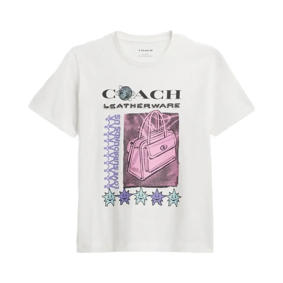 Coach Leatherware Collage Classic T-Shirt In Organic Cotton White