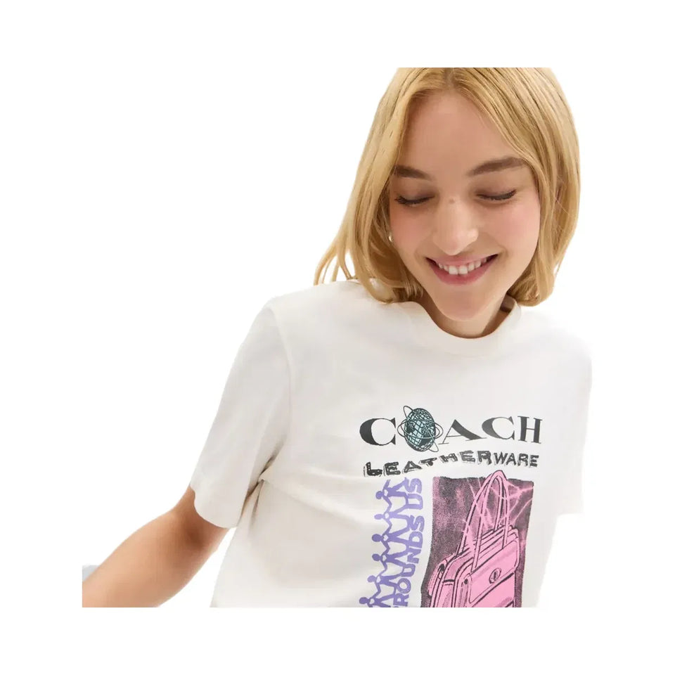 Coach Leatherware Collage Classic T-Shirt In Organic Cotton White