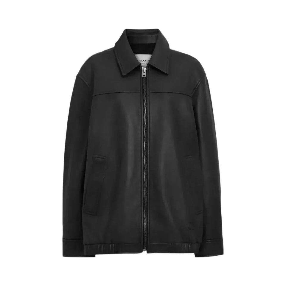 Coach Oversized Leather Jacket Black