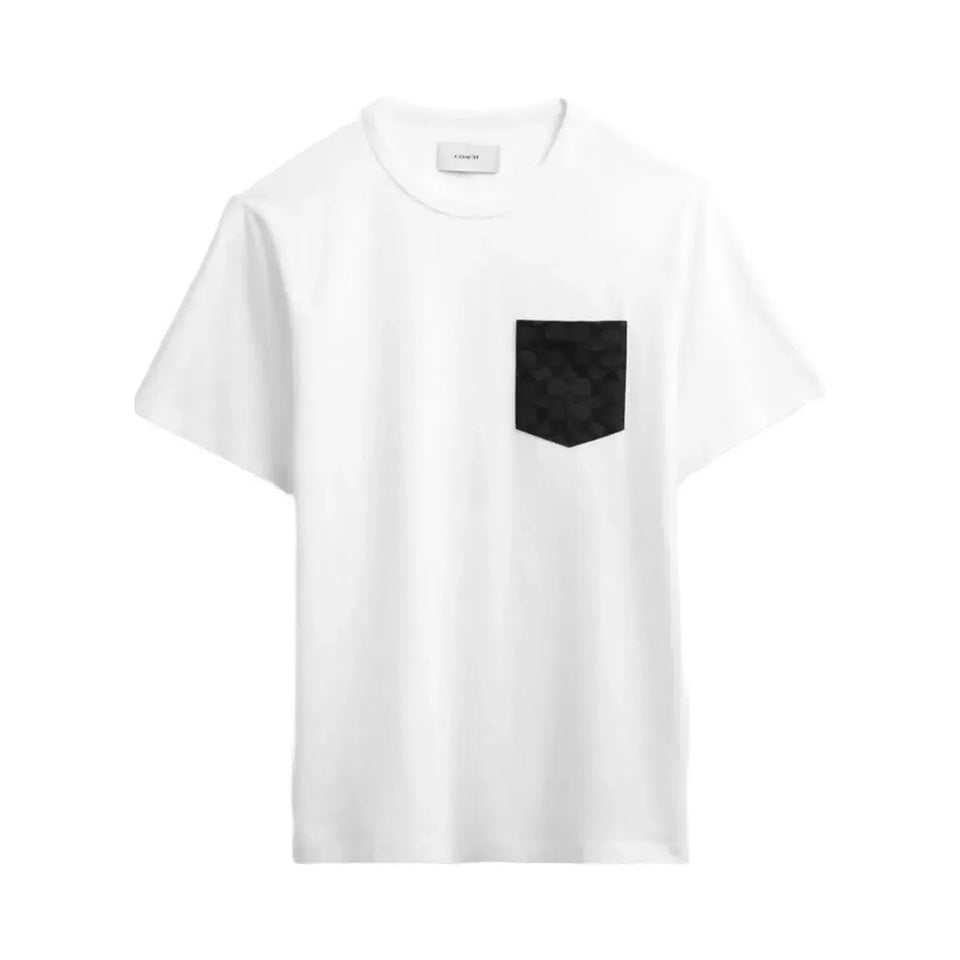 Coach Essential Pocket T-Shirt White Charcoal Signature
