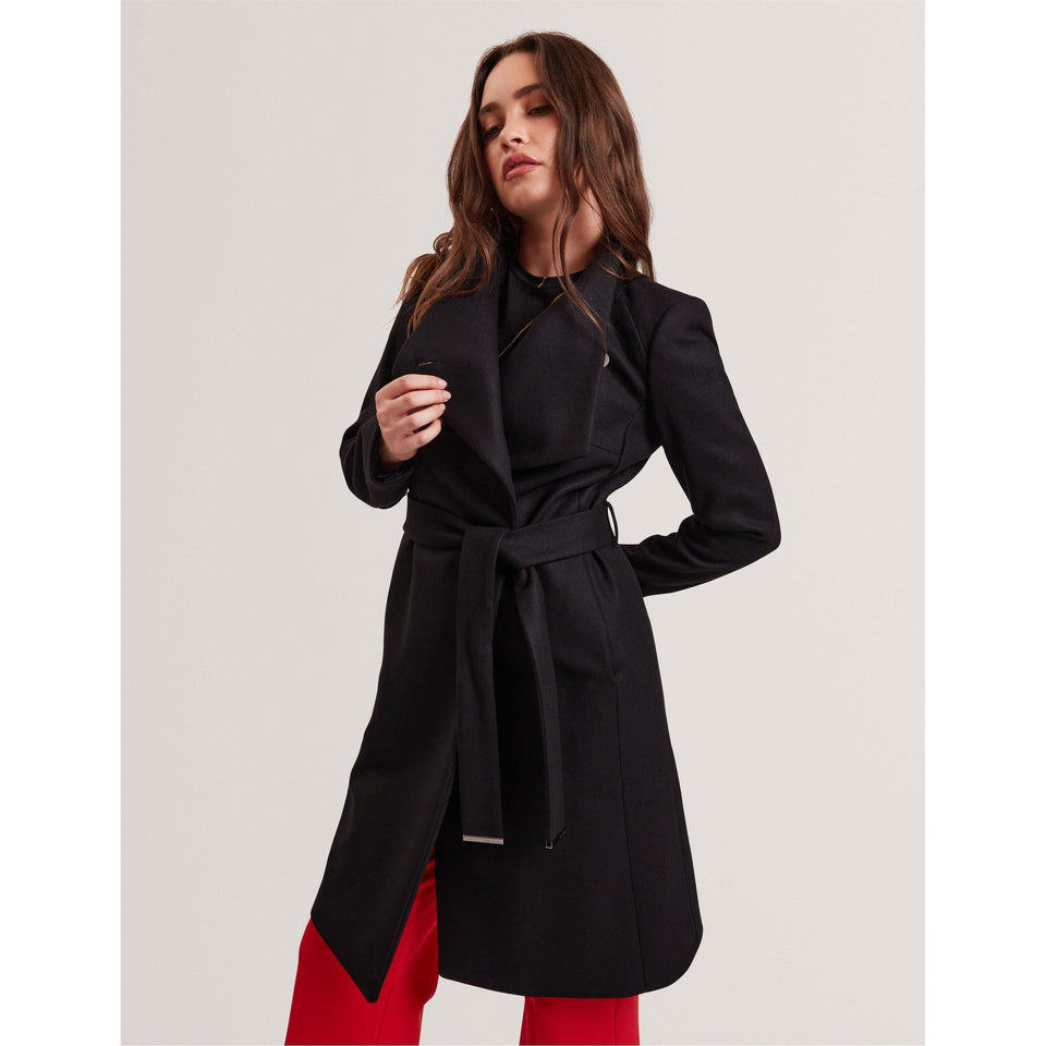 Rose Belted Midi Wool Long Sleeve Coat