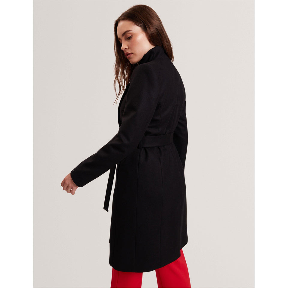 Rose Belted Midi Wool Long Sleeve Coat