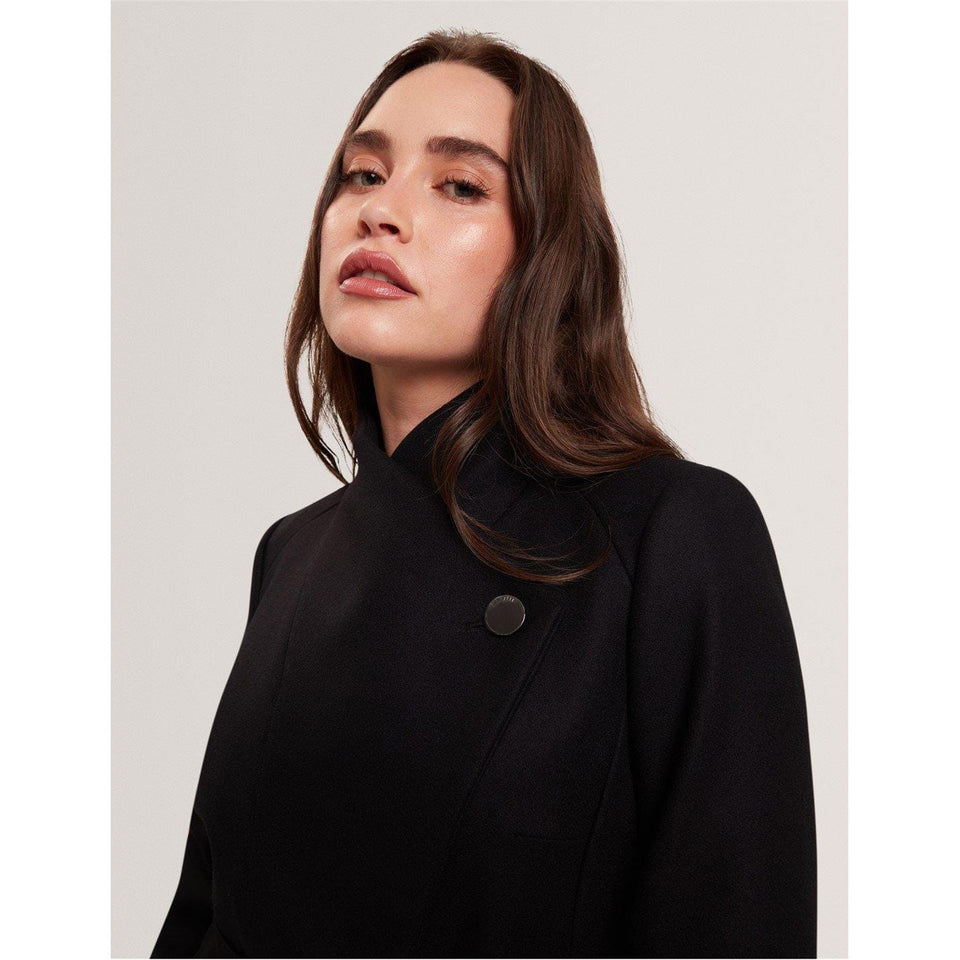 Rose Belted Midi Wool Long Sleeve Coat