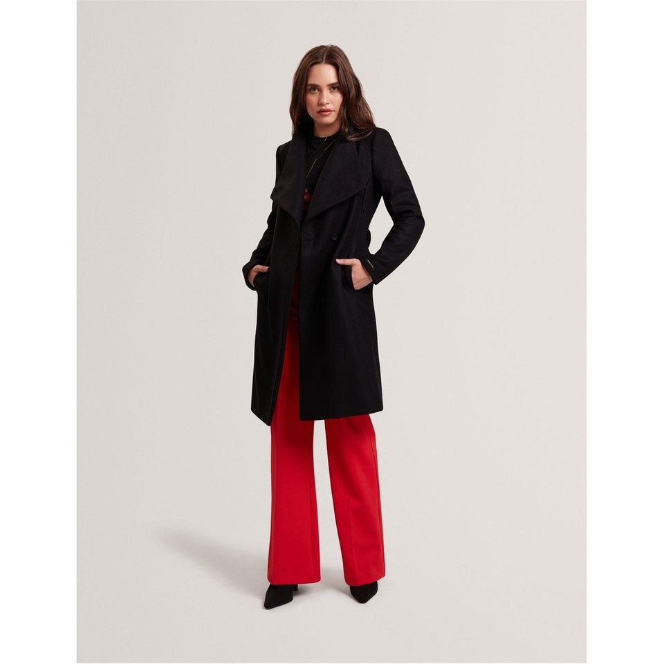 Rose Belted Midi Wool Long Sleeve Coat