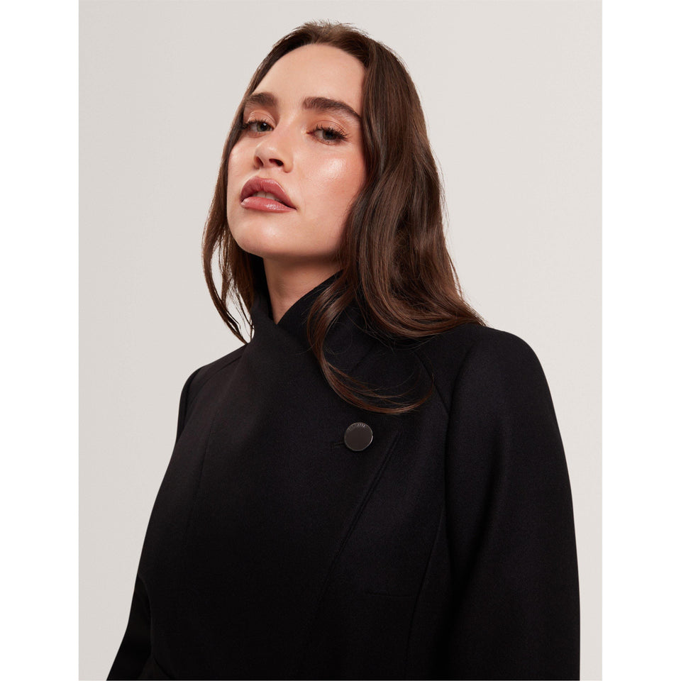 Rose Belted Midi Wool Long Sleeve Coat