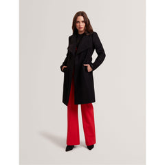 Rose Belted Midi Wool Long Sleeve Coat