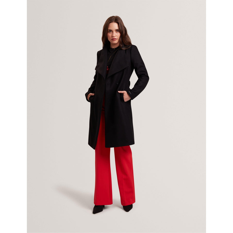 Rose Belted Midi Wool Long Sleeve Coat