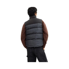 Coach Signature Down Vest In Recycled Polyester Charcoal Signature