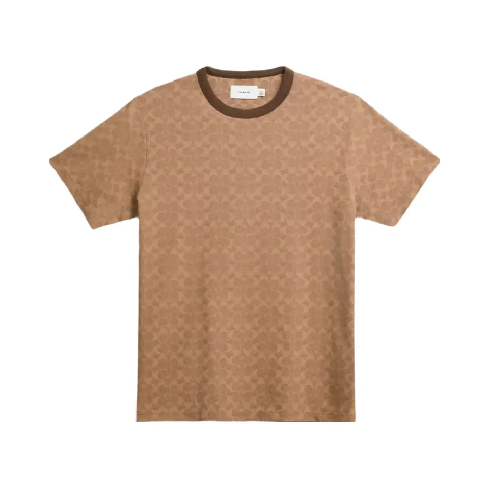 Coach Signature T-Shirt In Organic Cotton Tan Signature