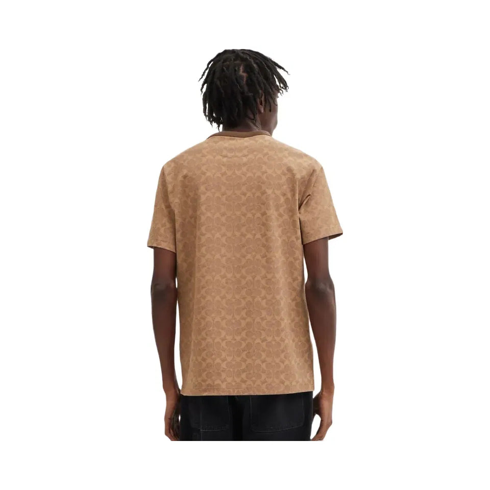 Coach Signature T-Shirt In Organic Cotton Tan Signature