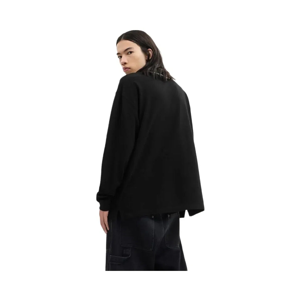 Coach Signature Trim Long Sleeve Polo In Regenerative Cotton Black